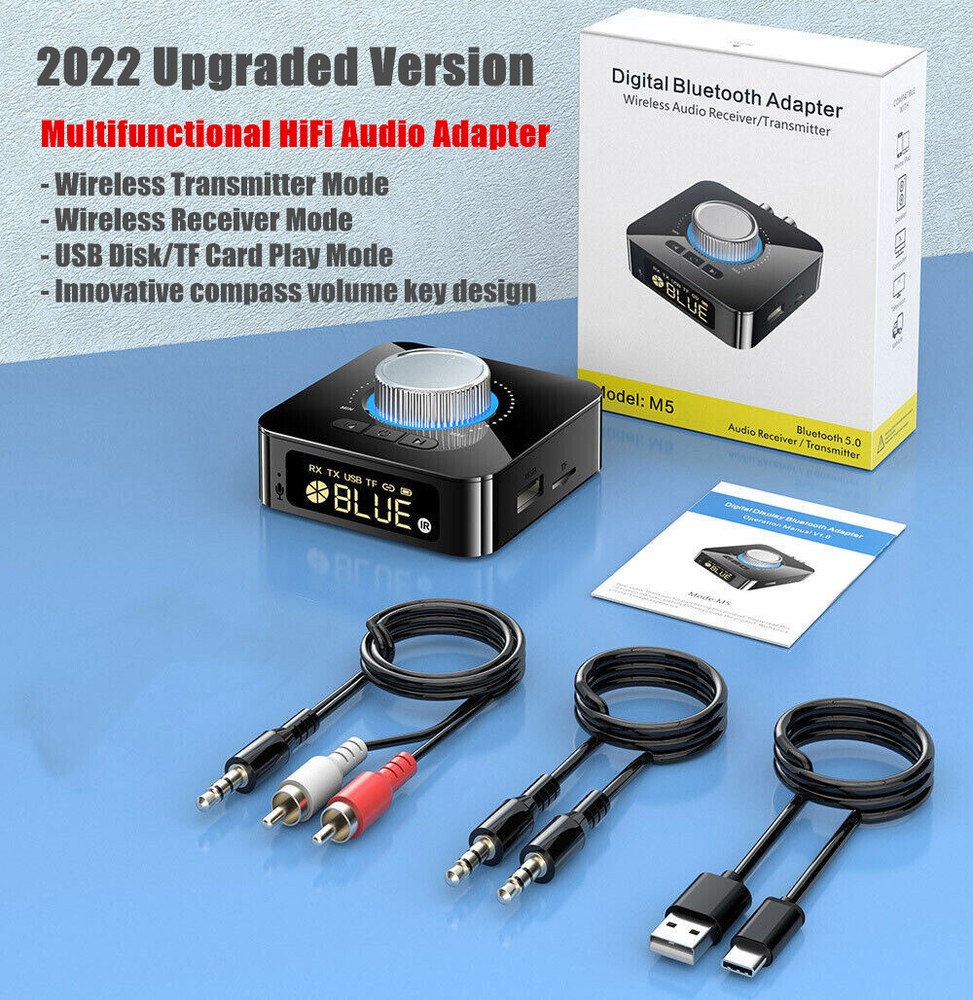 Bluetooth 5.0 Receiver Transmitter Wireless 3.5mm AUX to RCA HiFi Audio Adapter