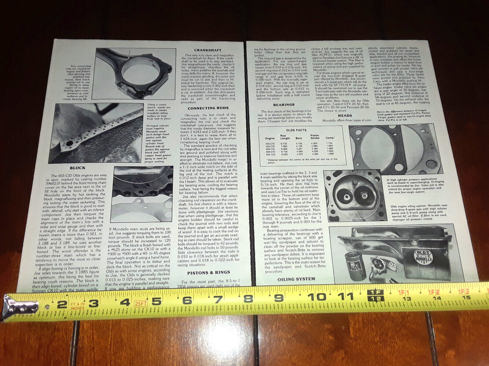 JOE MONDELLO OLDS 455 TRANS AM ORIGINAL 1985 ARTICLE