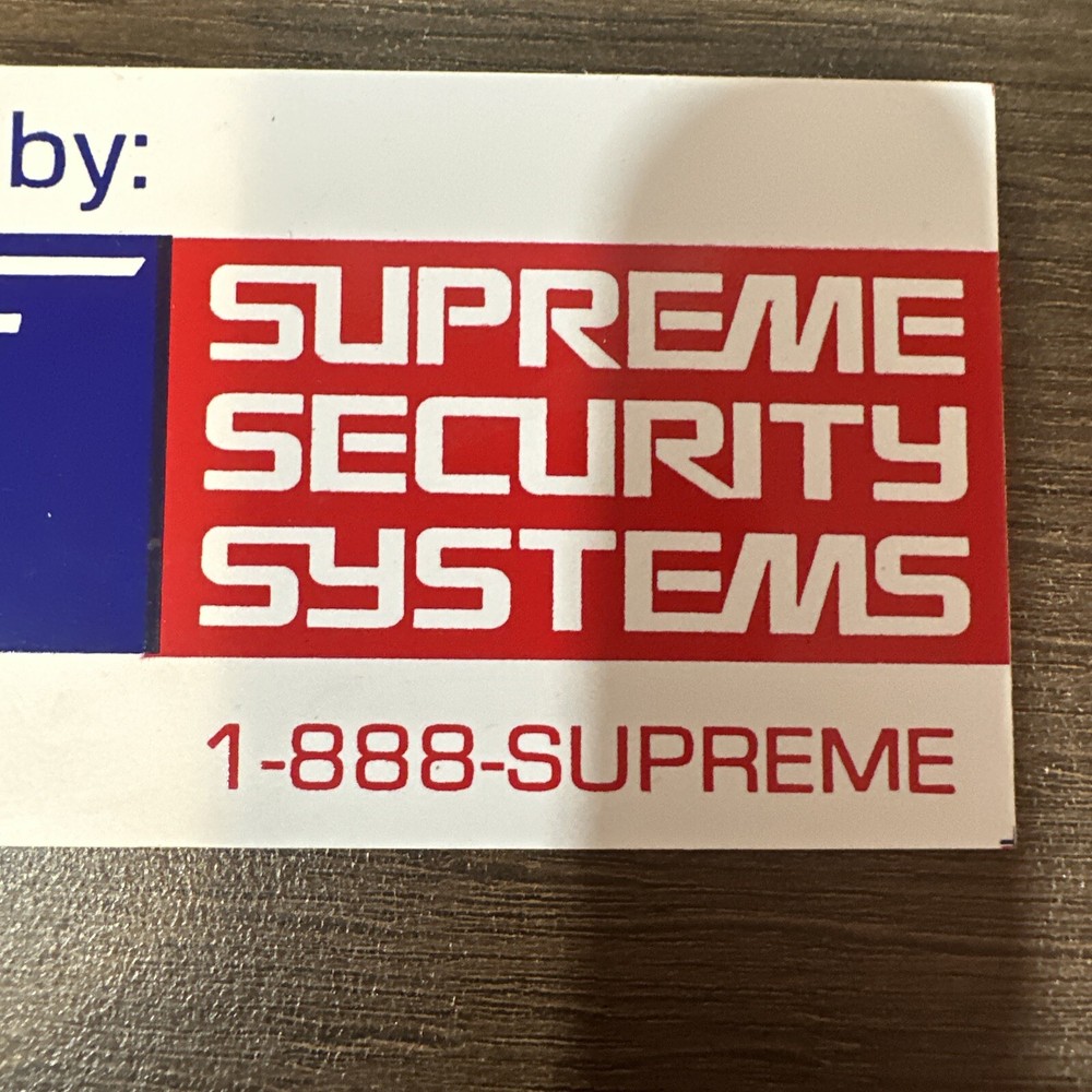 Supreme Security Systems Alarm Sticker
