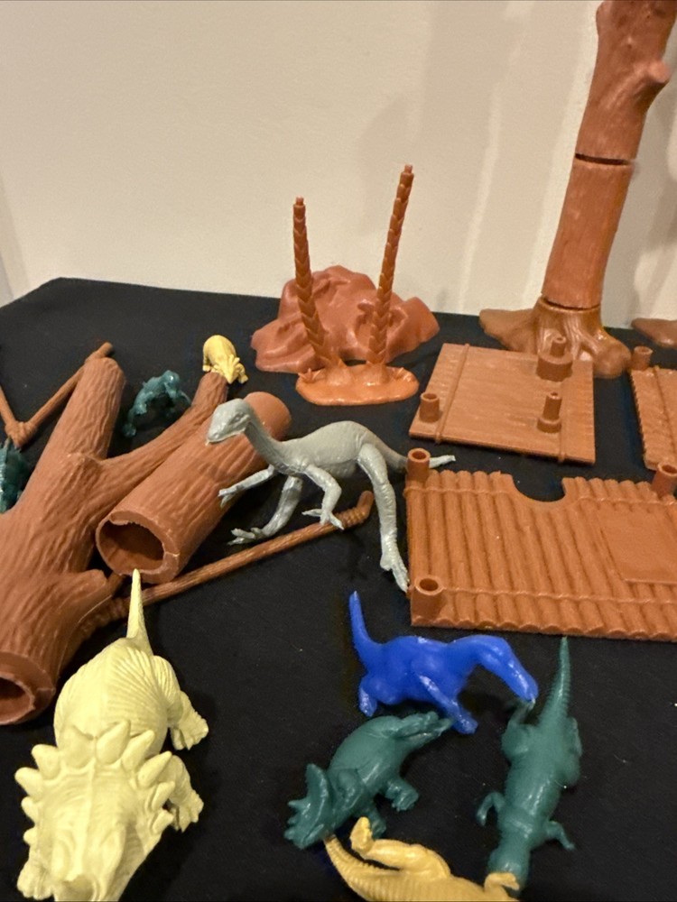 Dinosaur Approximately 37 Figures Plus Trees ( Missing Parts) READ
