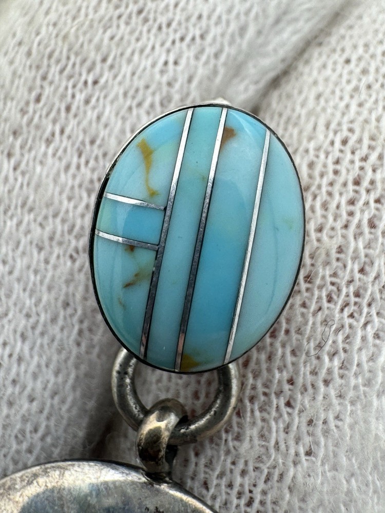Native American Sterling Silver Turquoise Leaf Dangle Earrings