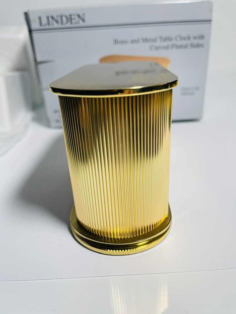 Solid Brass and Metal Table Clock w/ Curved Fluted Sides TGO-1336