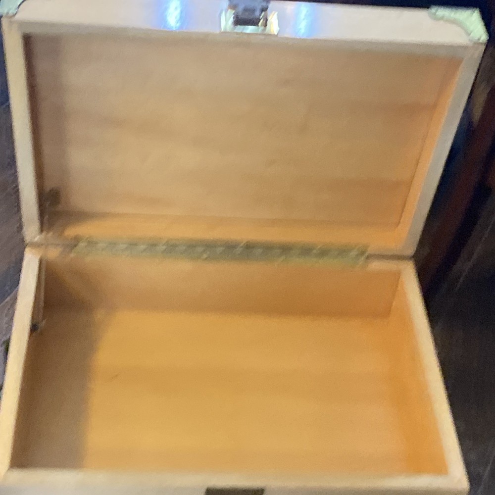 Vintage Solid Wood Chest Box Storage End Table Heavy & Well Made Brass Hardware