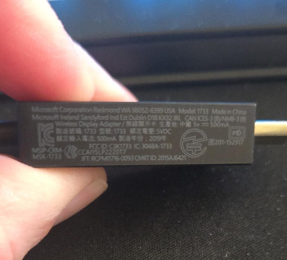 Microsoft Wireless Display Adapter V2 1733 Miracast HDMI USB Tested Working