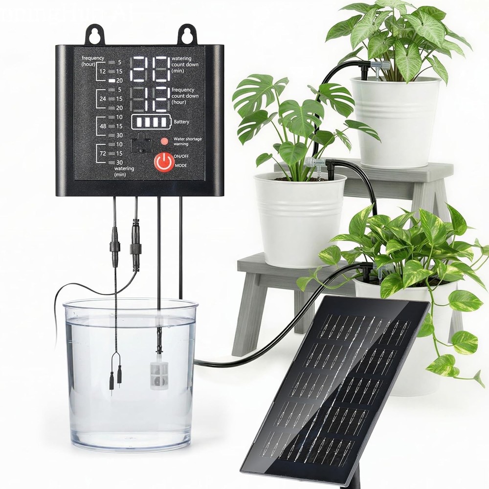 Complete Solar Garden Watering Kit – 49FT Adjustable Drip Irrigation System