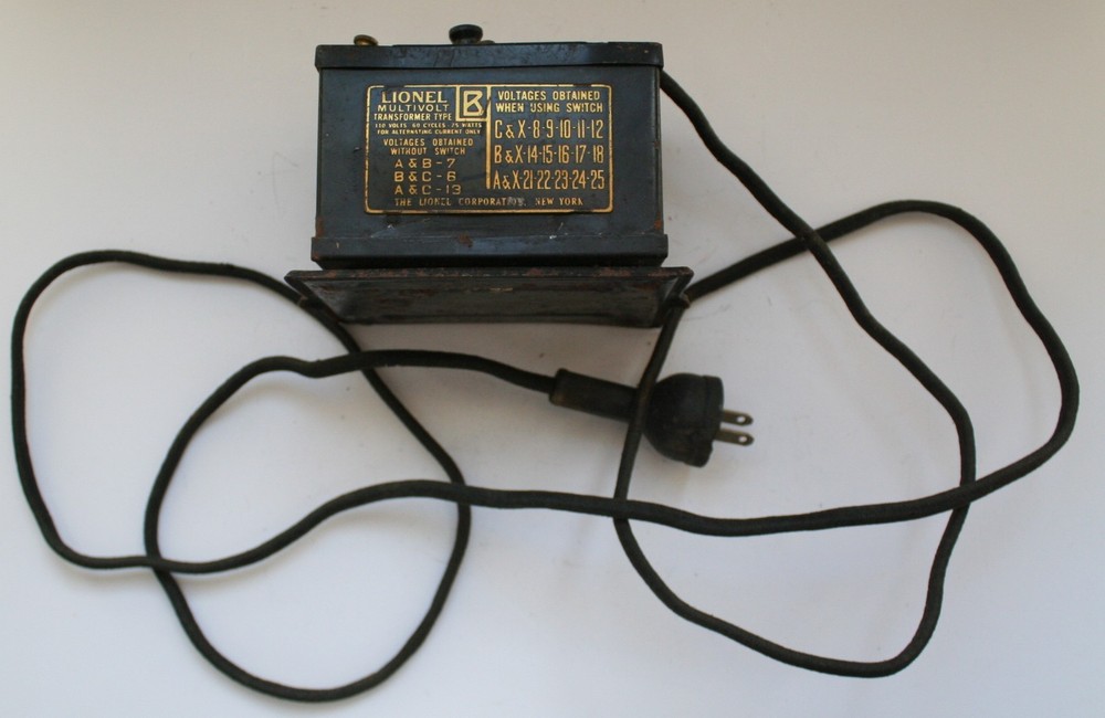 LIONEL PRE WAR TYPE B MULTI VOLT TRANSFORMER 110 VOLTS 75 WATTS BRASS VERSION