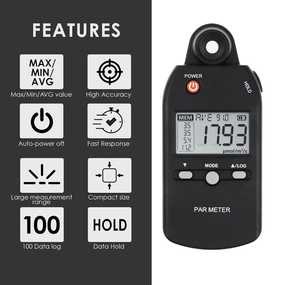 PPFD Tester with Tripod Compatible Design - Quantum PAR Meter for Optimal Growth
