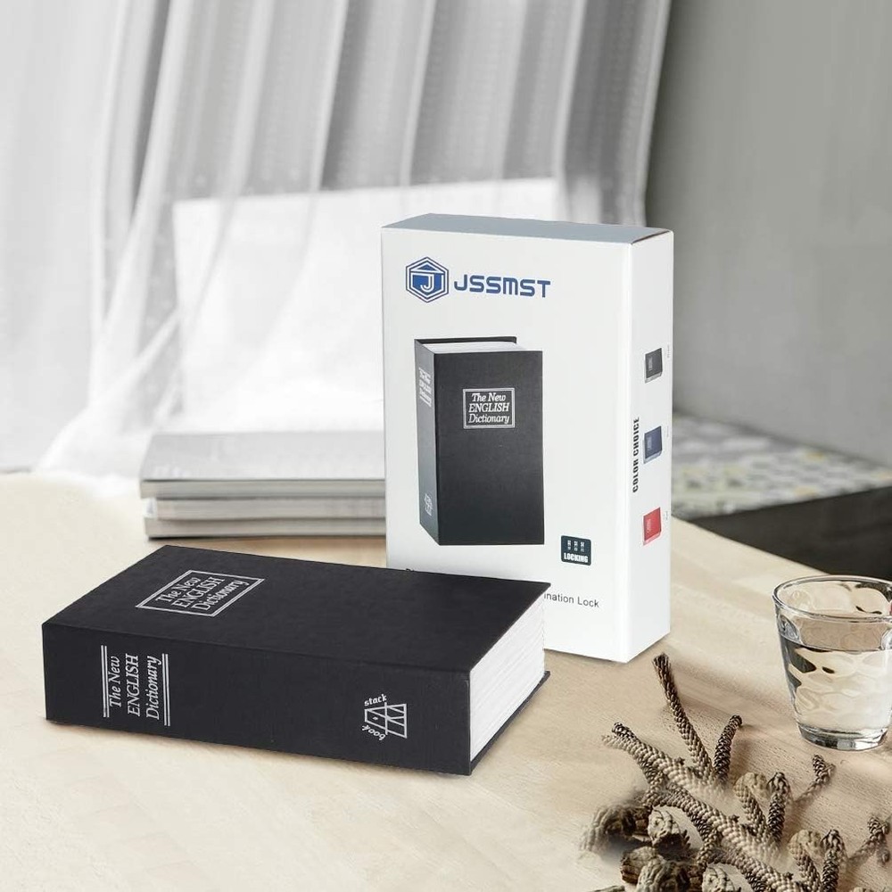 Elegant Black Dictionary Diversion Safe Lock Box with Key Control Security