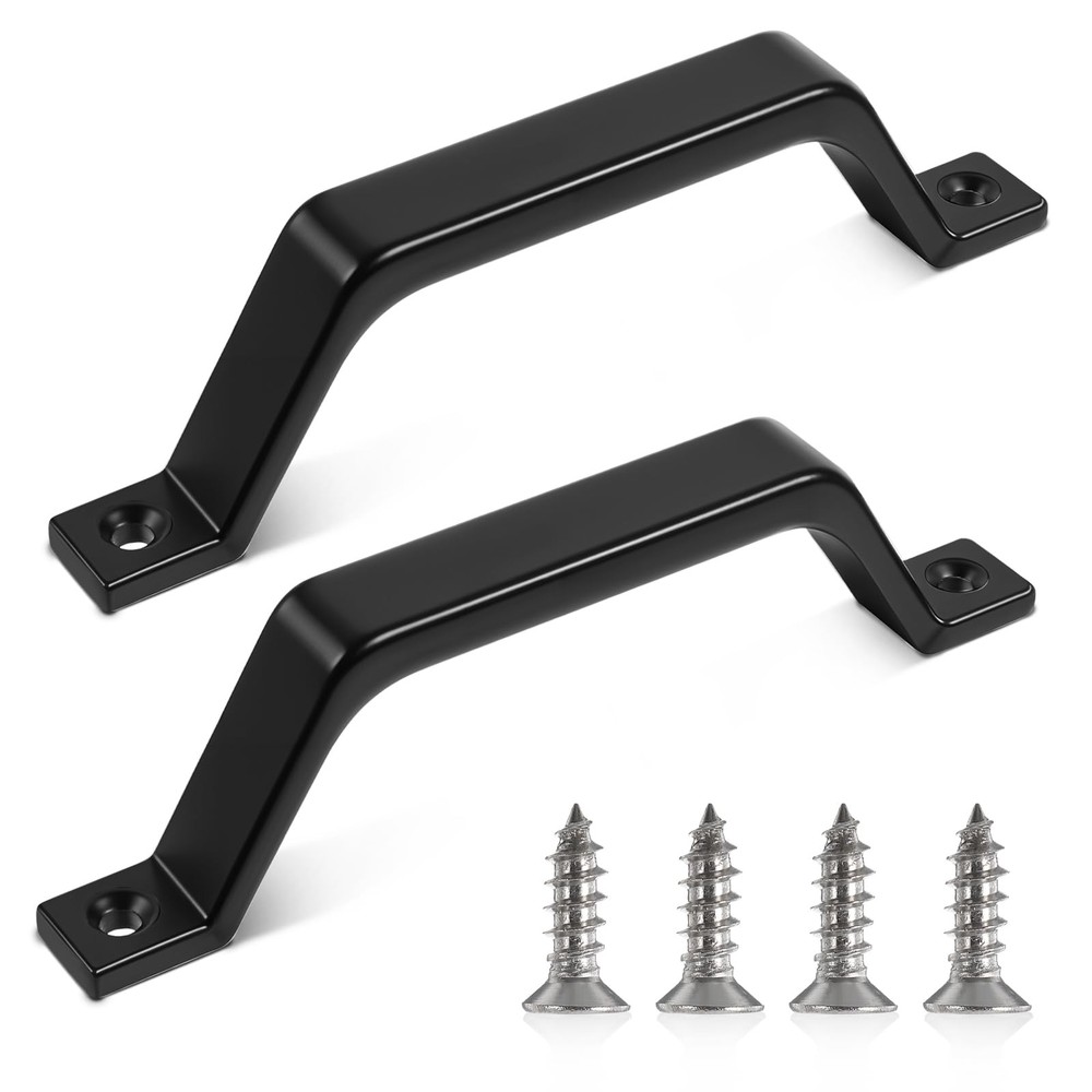 ZEYIYER 2 PCS Black Barn Door Handle 6.1 Inch Pull Handle, Gate
