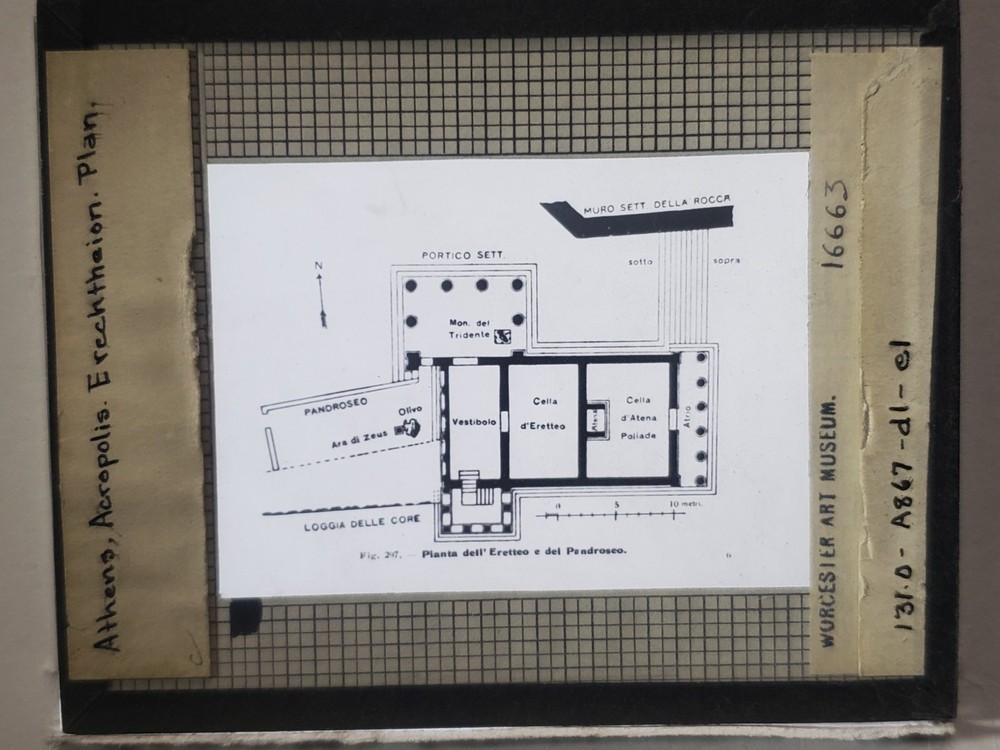 Plan, Erectheion, Acropolis, Athens, Greece, Magic Lantern Glass Slide