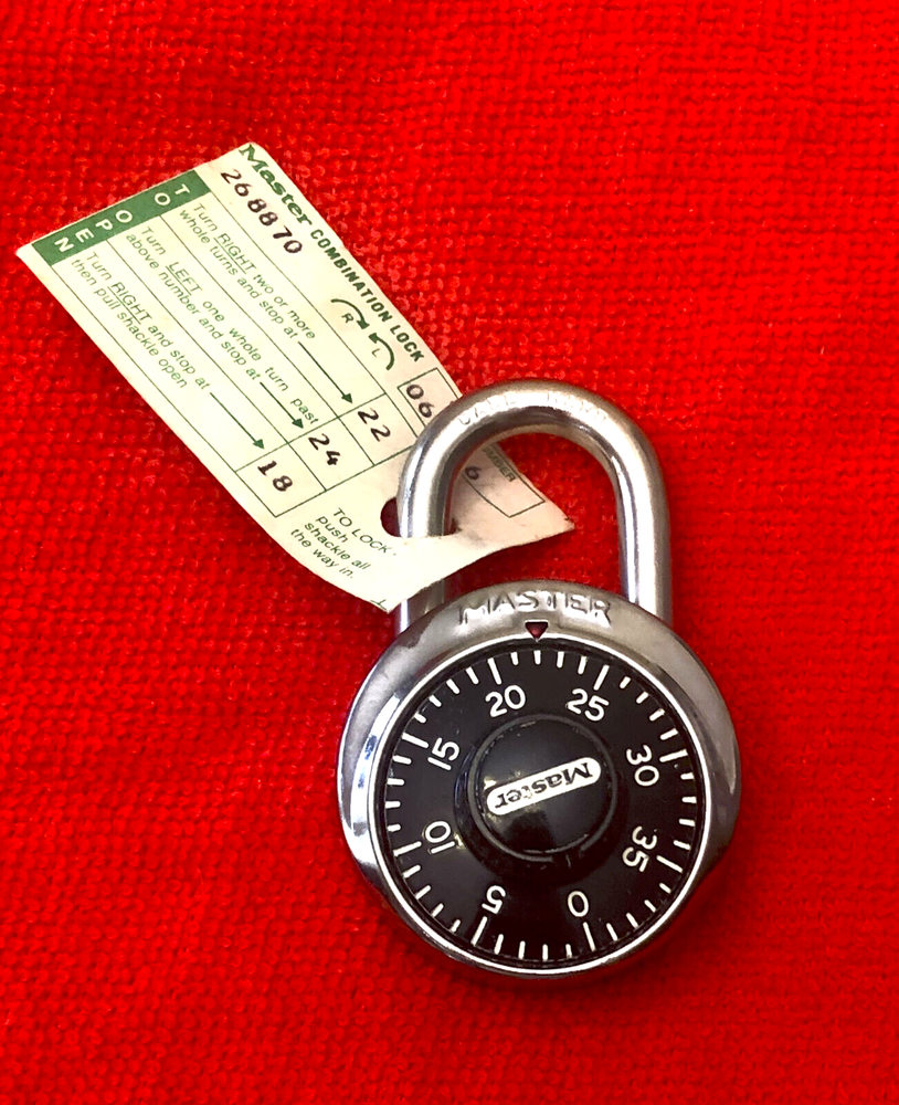 Vintage *NEW* Master Lock 1525 Padlock Combination Lock With Code Paper