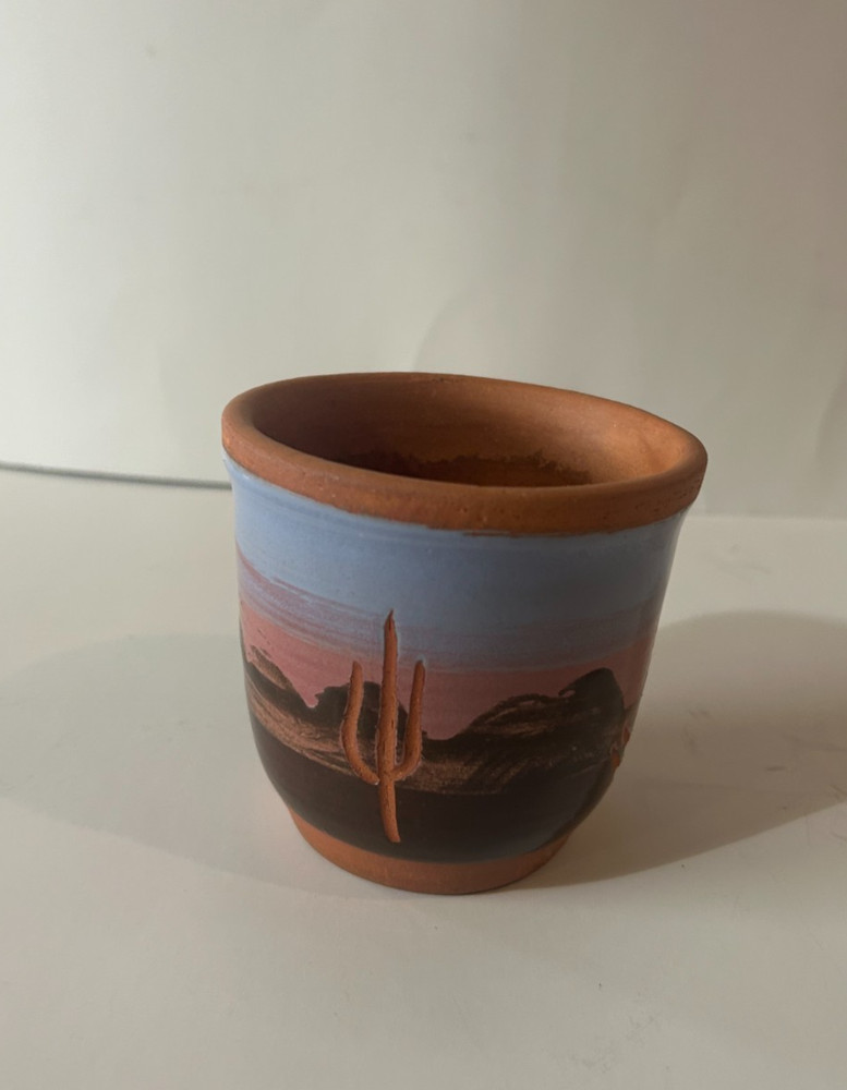 Hand Painted Southwest Desert Scene Planter Pot
