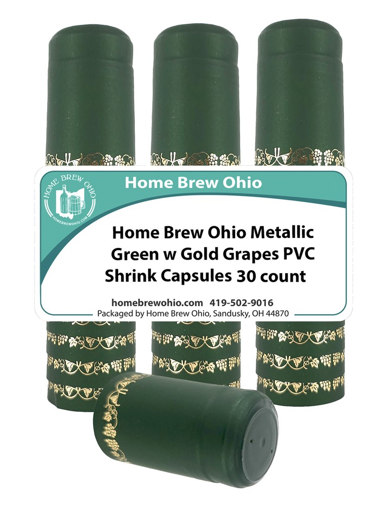 Home Brew Ohio Green With Gold Grapes PVC Shrink Capsules 30 count