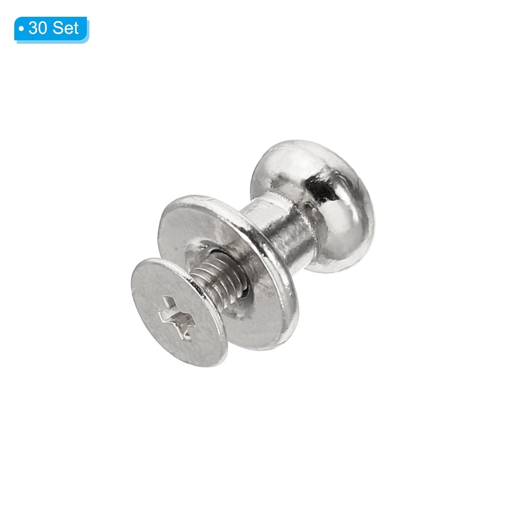 8mm Leather Rivets 30 Sets Round Button Head Studs Metal Screw Studs Posts Ch...