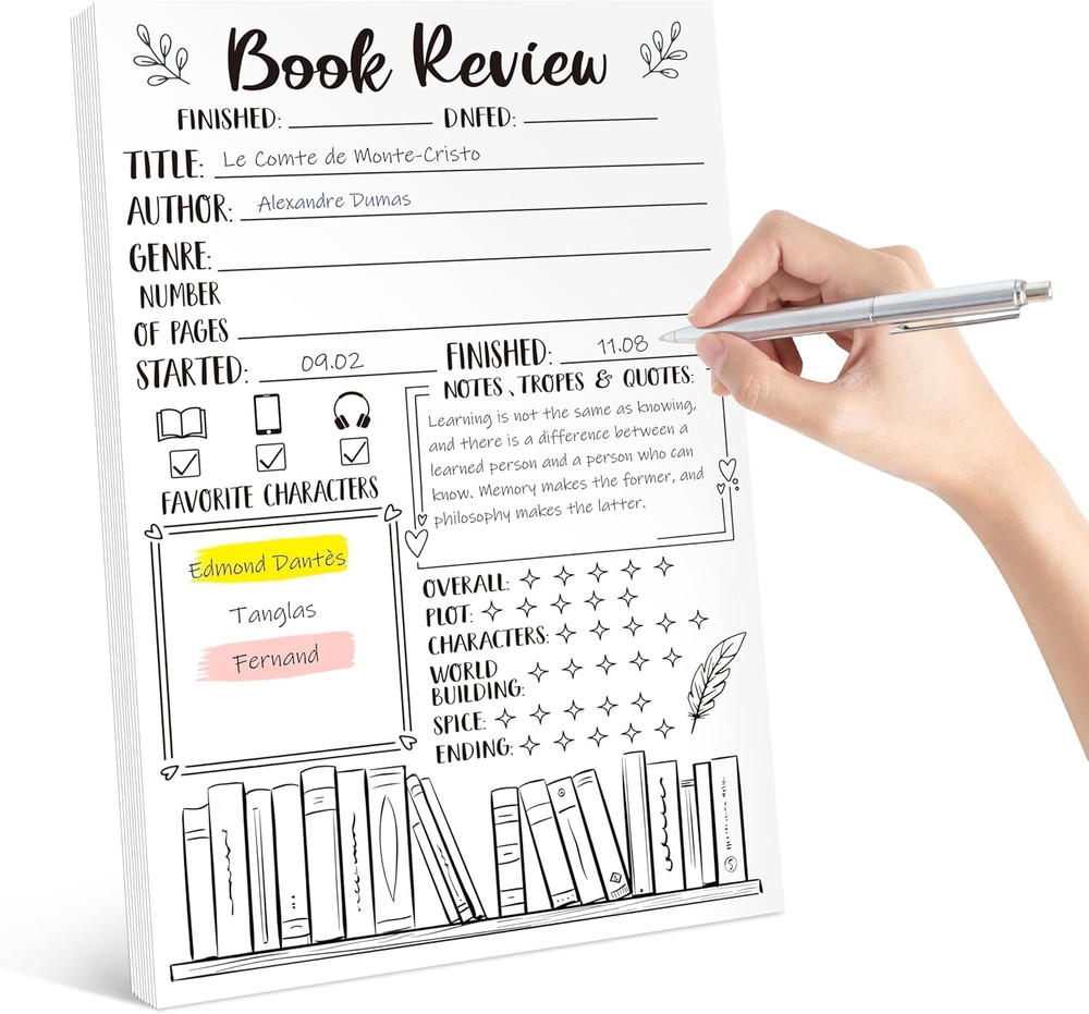 Book Review Notepad - 50 Sheets Reading Journal for Book Lovers and Students