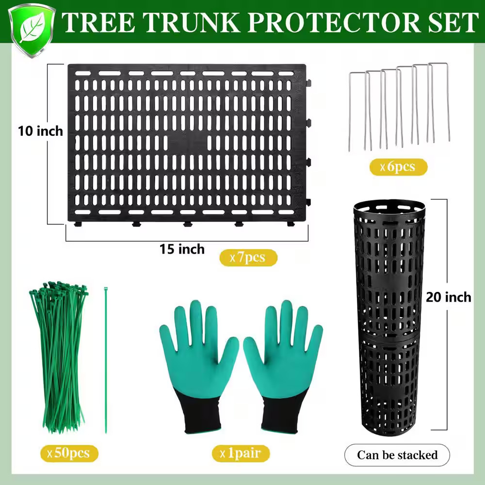 15 In. Black Plastic Tree Guard Tree Protector Expandable Ventilated Plant Suppo