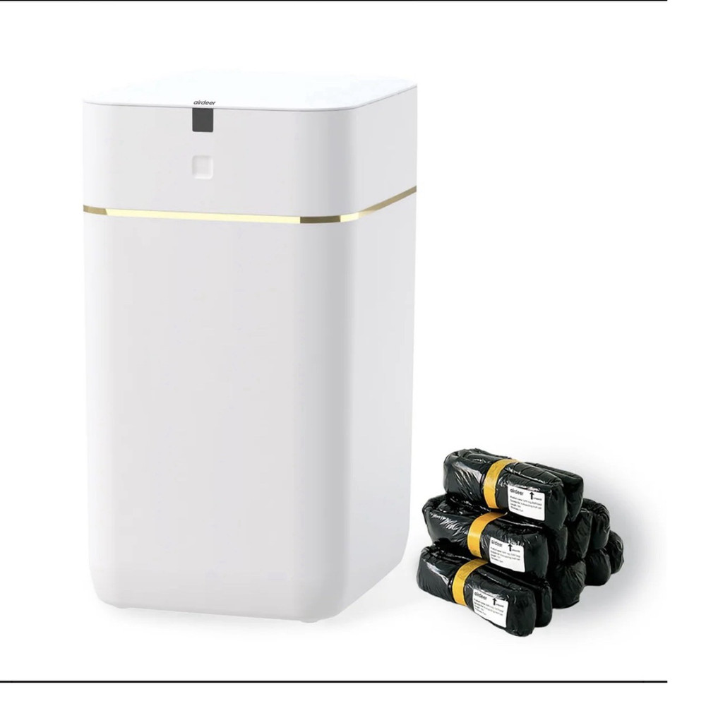 airdeer Automatic Smart Trash Can Rectangle White with Trash Bags