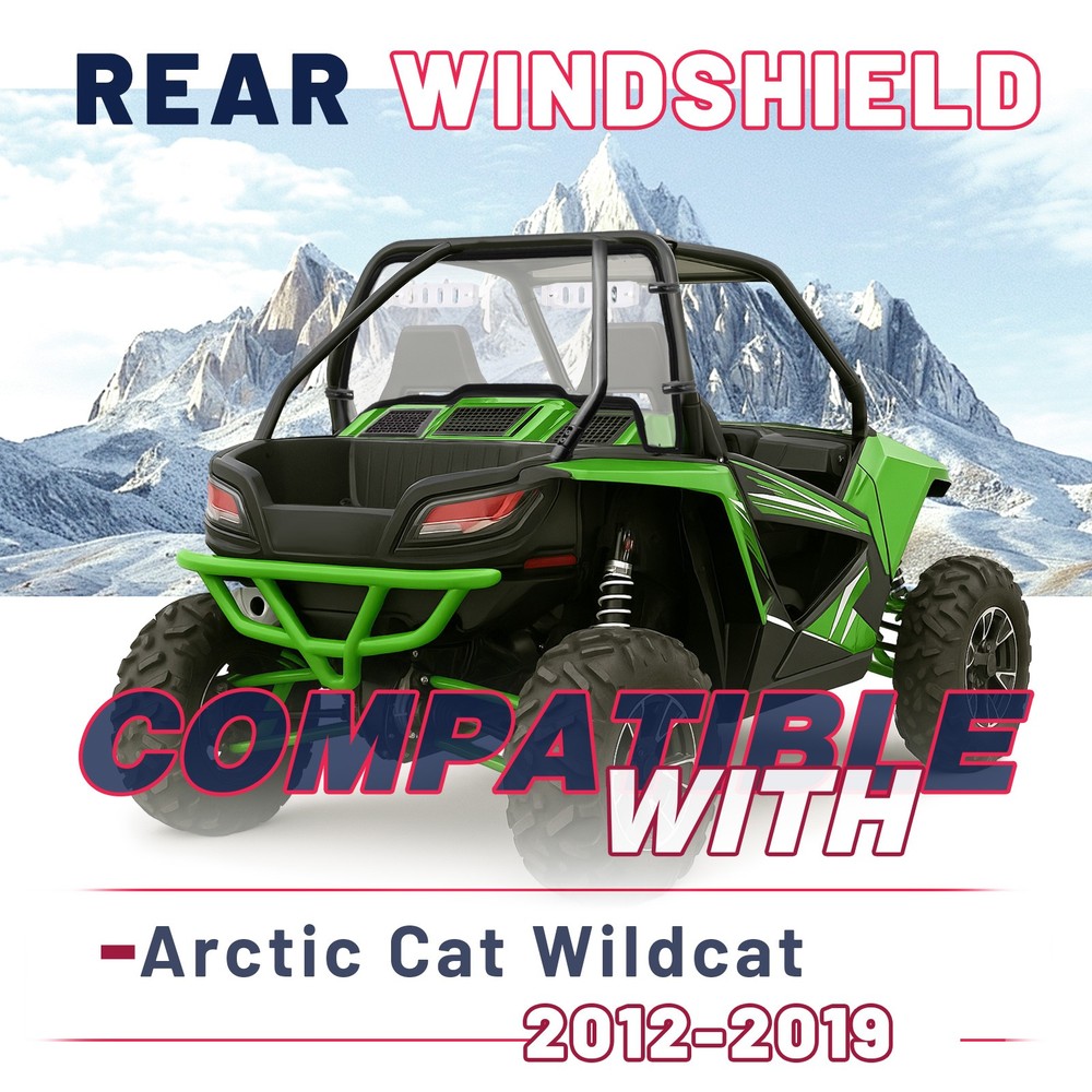 For 2012-2019 Arctic Cat Wildcat Rear Vented Windshield Panel Clear Back Window