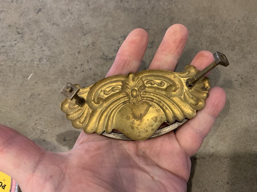 Vintage Hardware Drawer Pull Plates Brass W/Handles