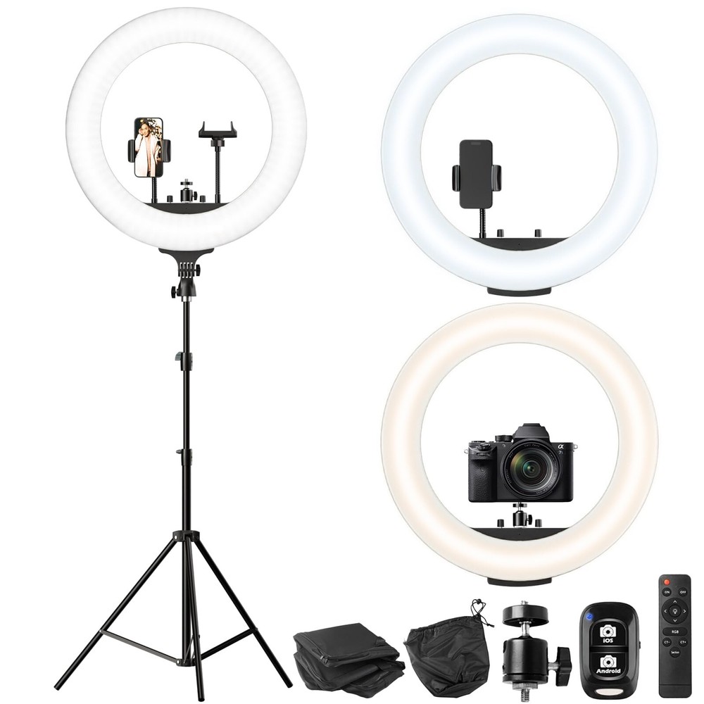 UBeesize 22'' Ring Light with 72'' Stand, 65W Large Ring Light with Phone Hol...