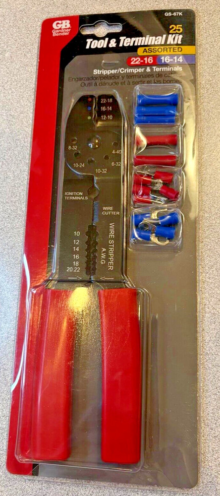 Gardner Bender Kit Stripper/Crimper & Terminals Assorted 22-16, 16-14 New