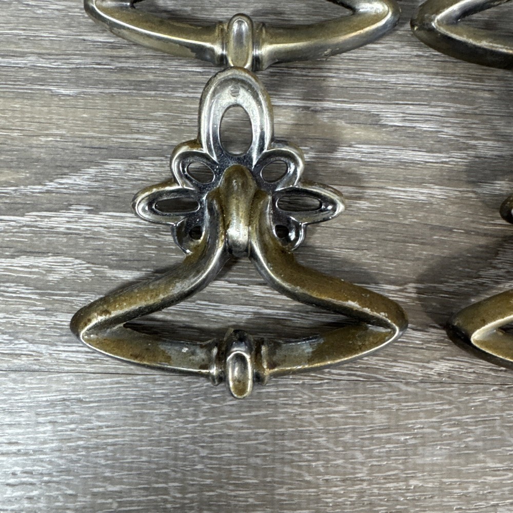 1960’s Atomic Retro Mid Century Modern MCM Drawer Pull Knob Brass Ring Pull (16)
