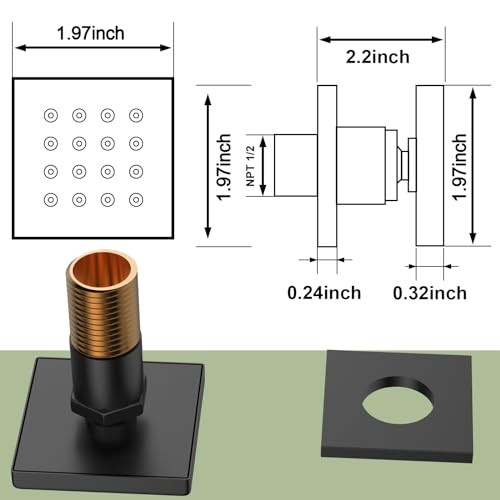 Shower Body Spray Jets with Adjustable Flow On Off 4 PCS Square-Matte Black