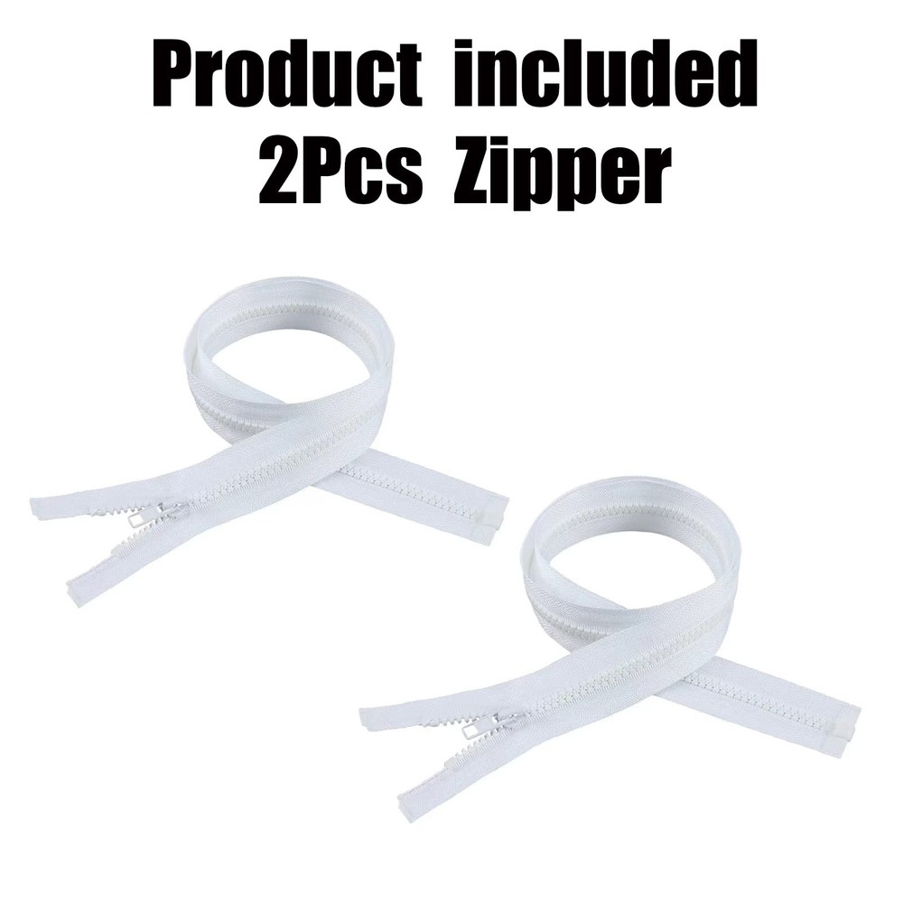 2 PCS 5 Separating Jacket Zippers 41 Inch White Molded Plastic For Sewing