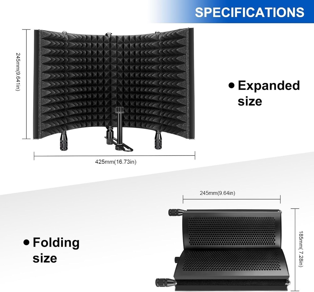 Studio Microphone Isolation Shield with Pop Filter - Enhanced Vocal Clarity