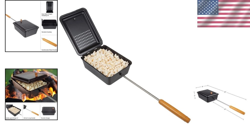 Old Fashioned Campfire Popcorn Popper - 3.5 Quart Nonstick with Extended Handle