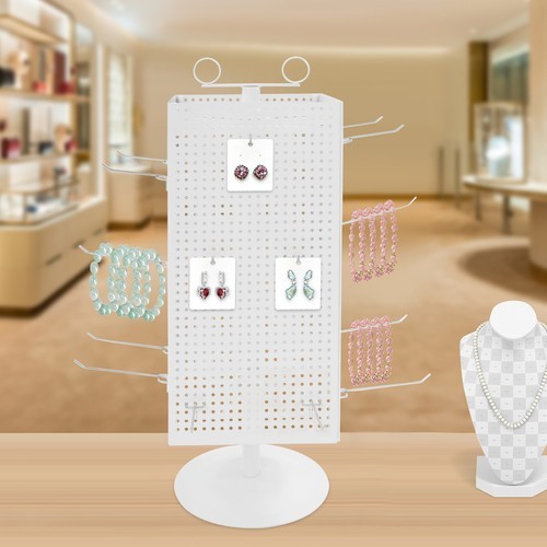 Display Stand, Perforated Panel Display Stand, 4-Sided Revolving Display Stand