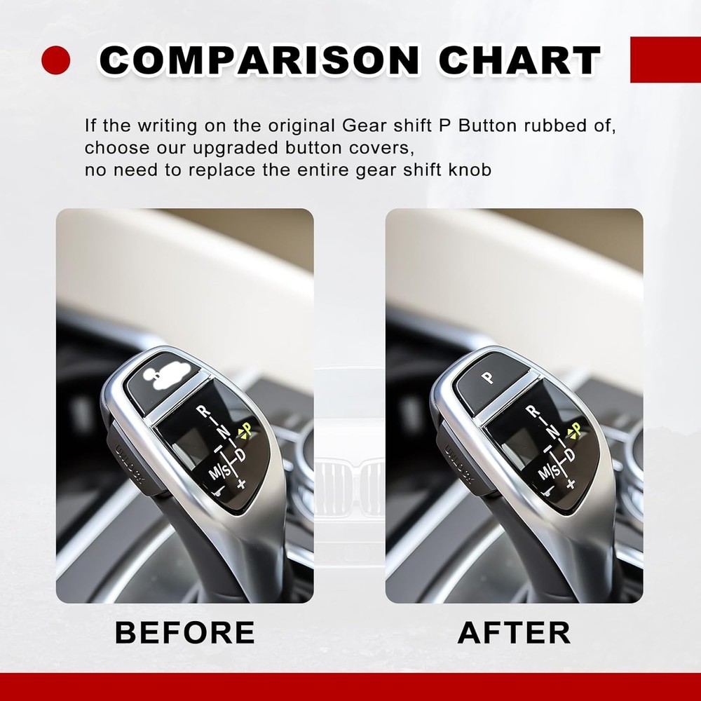 Gear Shift P Button, Lever Parking P Button Cover Cap Black, Compatible with 3'