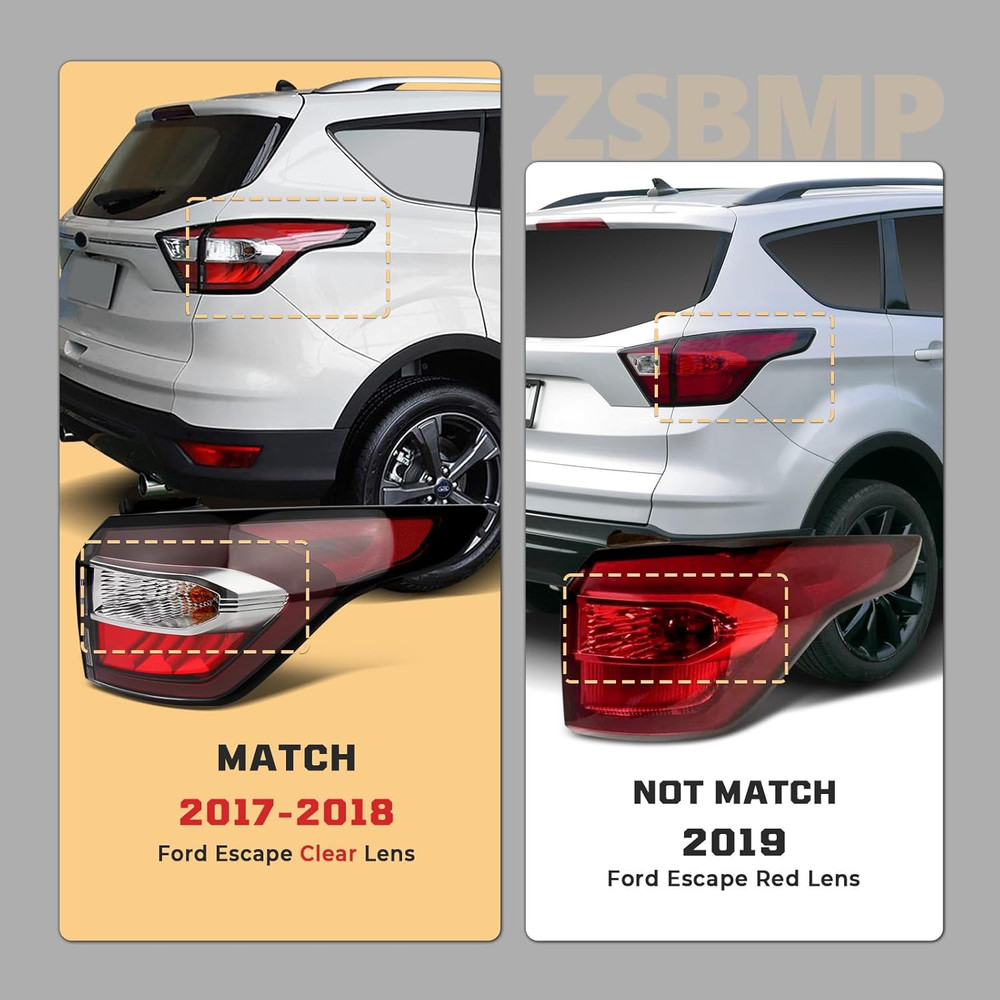 Tail Lights Assembly with Light Bulb and Harness Compatible with 2017 2018 Ford