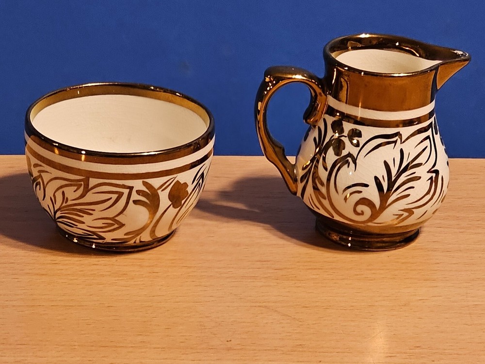 Wade Creamer and Sugar Bowl Dandy Copper Luster