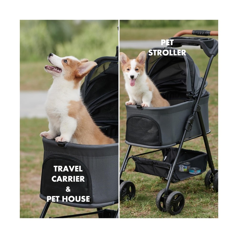 3 in 1 Pet Stroller with Removable Carrier, Folding Stroller for Small/Medium...