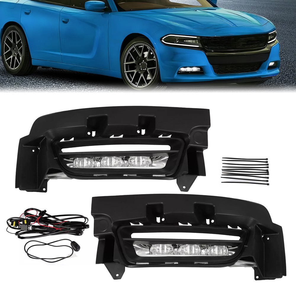 Fog Lights Lamp w/Switch LED For Dodge Charger 2015-2022 Driver & Passenger Side