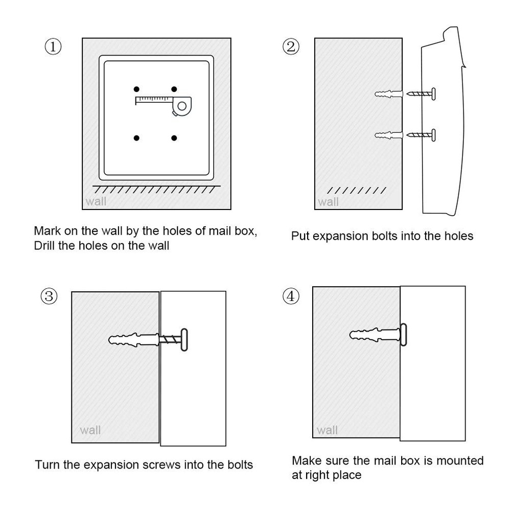 Secure Locking Wall Mounted Mailbox Large Capacity Black
