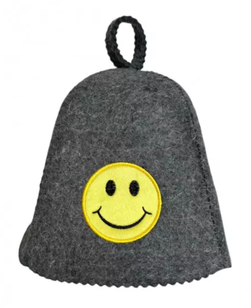 Sauna hat -   Smile, wool 100% , grey