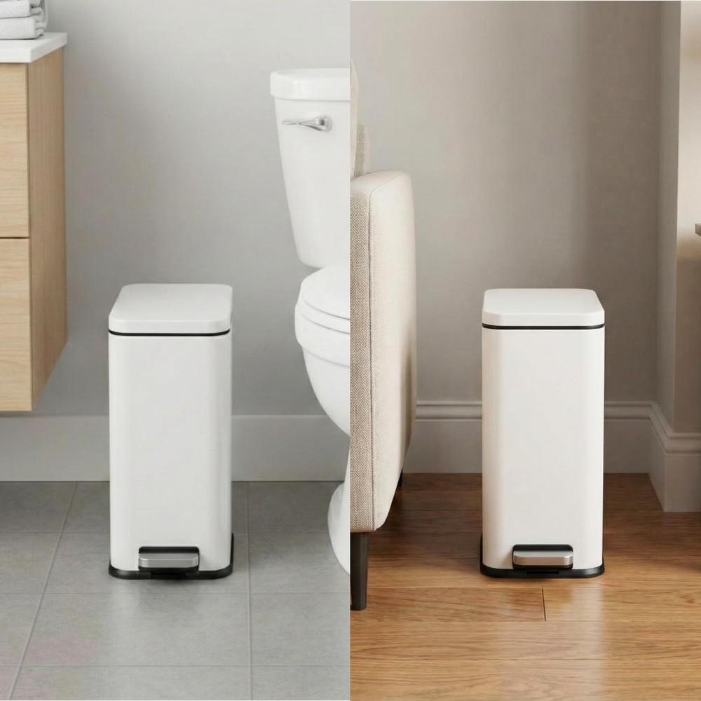 iTouchless 3 Gallon Slim Bathroom Trash Can with Lid & Odor Filter, Soft-Step St