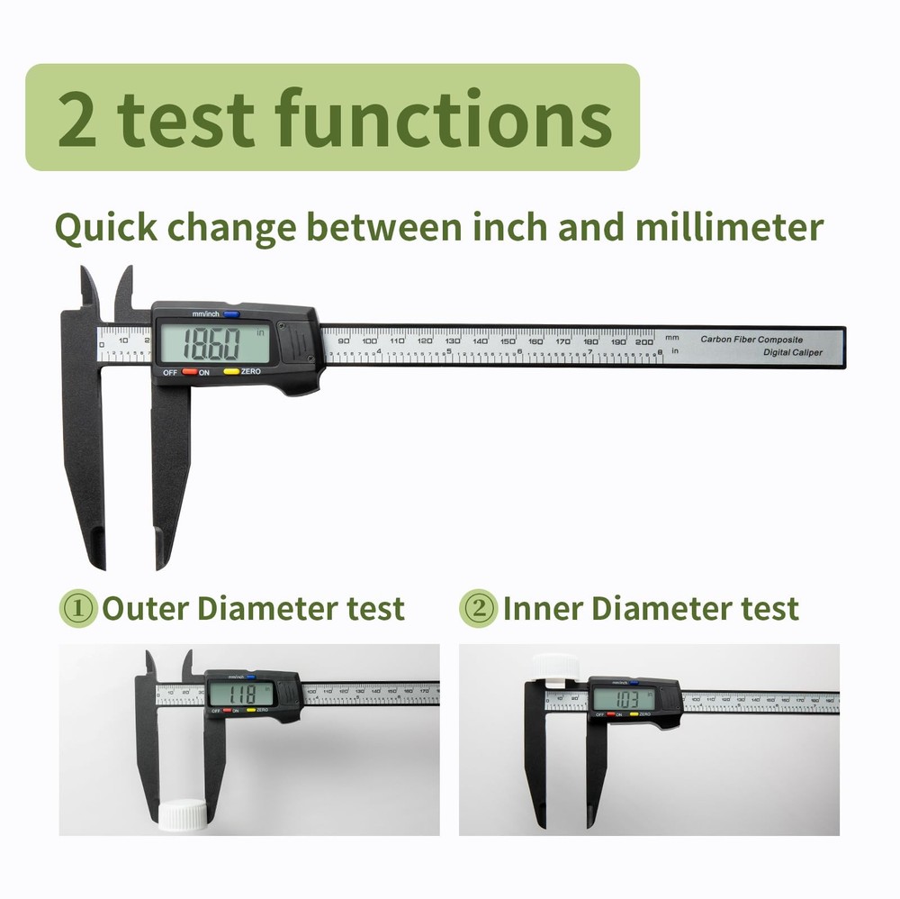 SCITOOLS Digital Caliper 0-8Measuring Tool, Micrometer Caliper with Auto-Off Fea