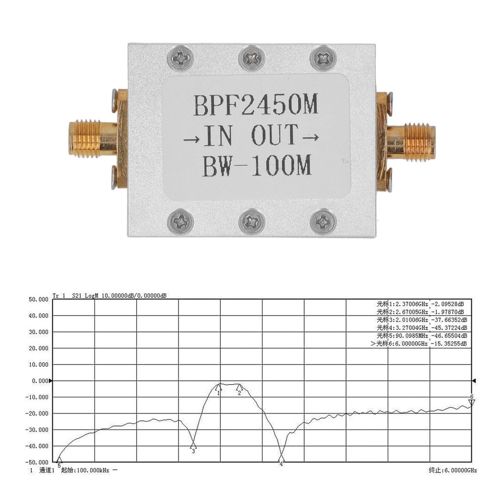 Bandpass Filter 2.4G 2450MHz Low Loss SMA Interface Bandpass Filter Module For ˇ
