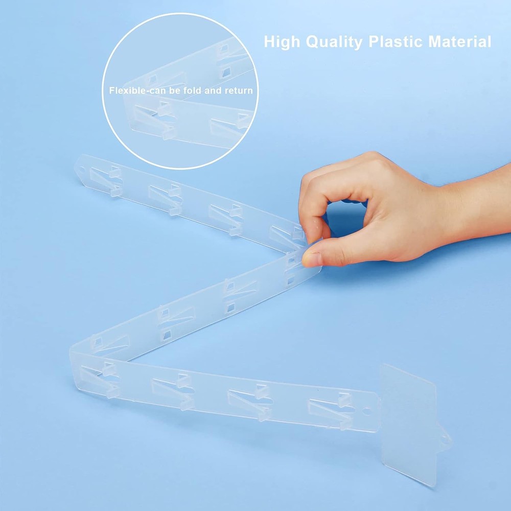 10Pcs Station Display Rack Plastic Hanging Strips with Hooks, 34*3cm