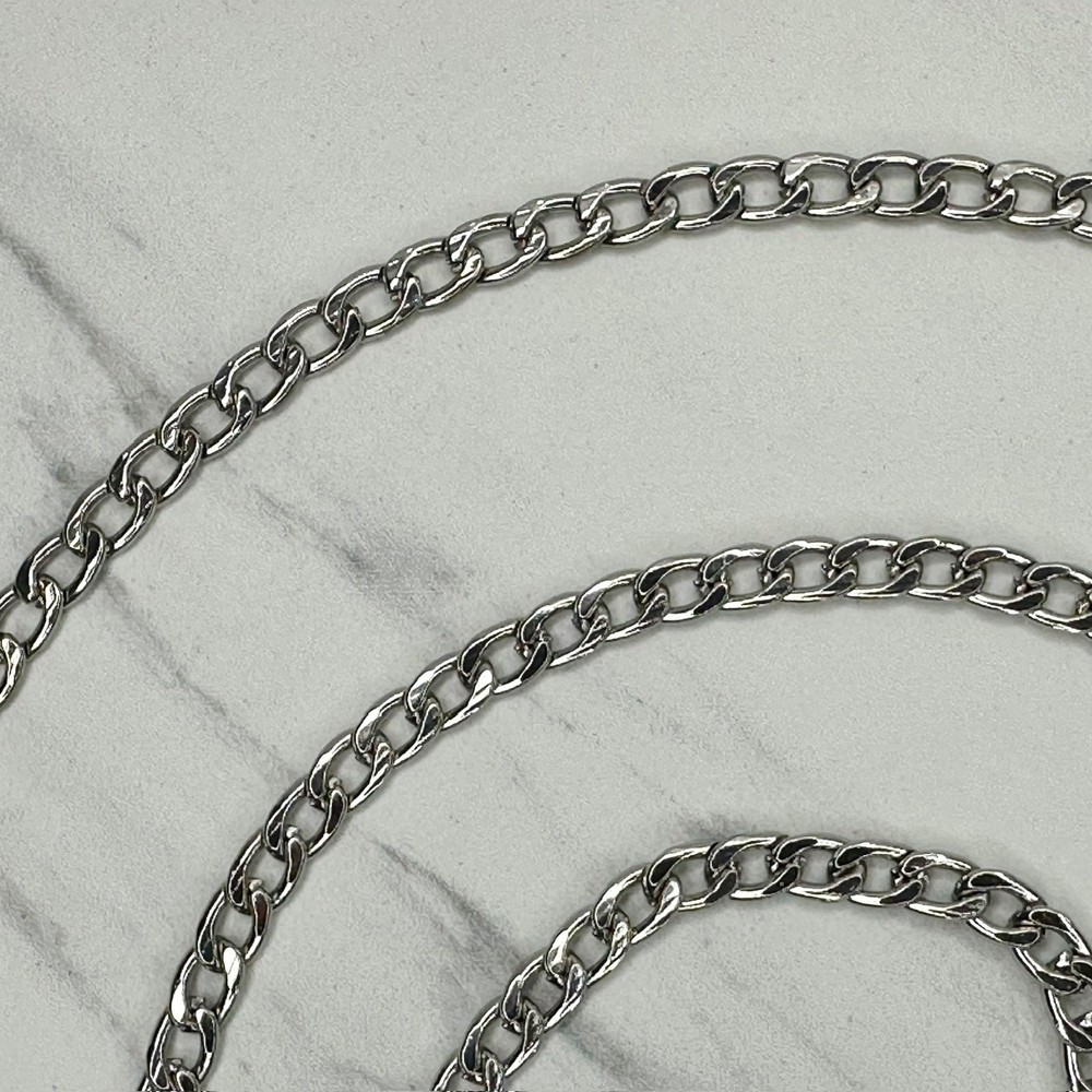 Silver Tone Chain Link Purse Handbag Strap Replacement 48" Crossbody