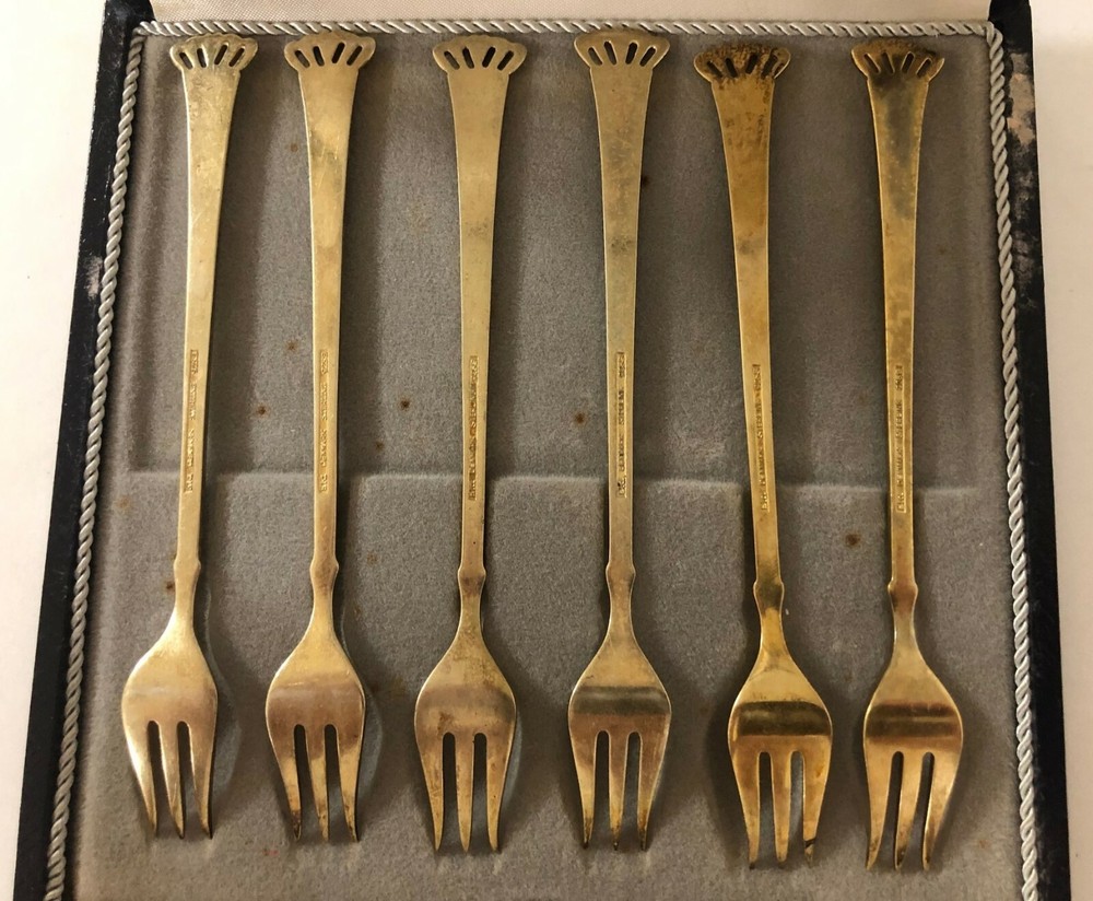 Egon Lauridsen Denmark Six Sterling Silver Enameled Forks