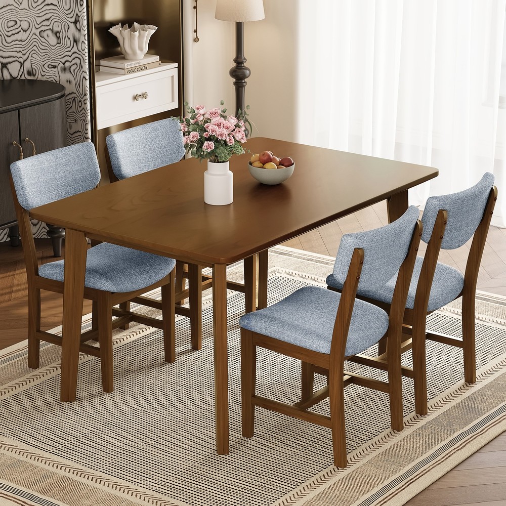 Rustic Farmhouse Dining Table - Solid Wood Frame, Minimalist Modern Dining Tab
