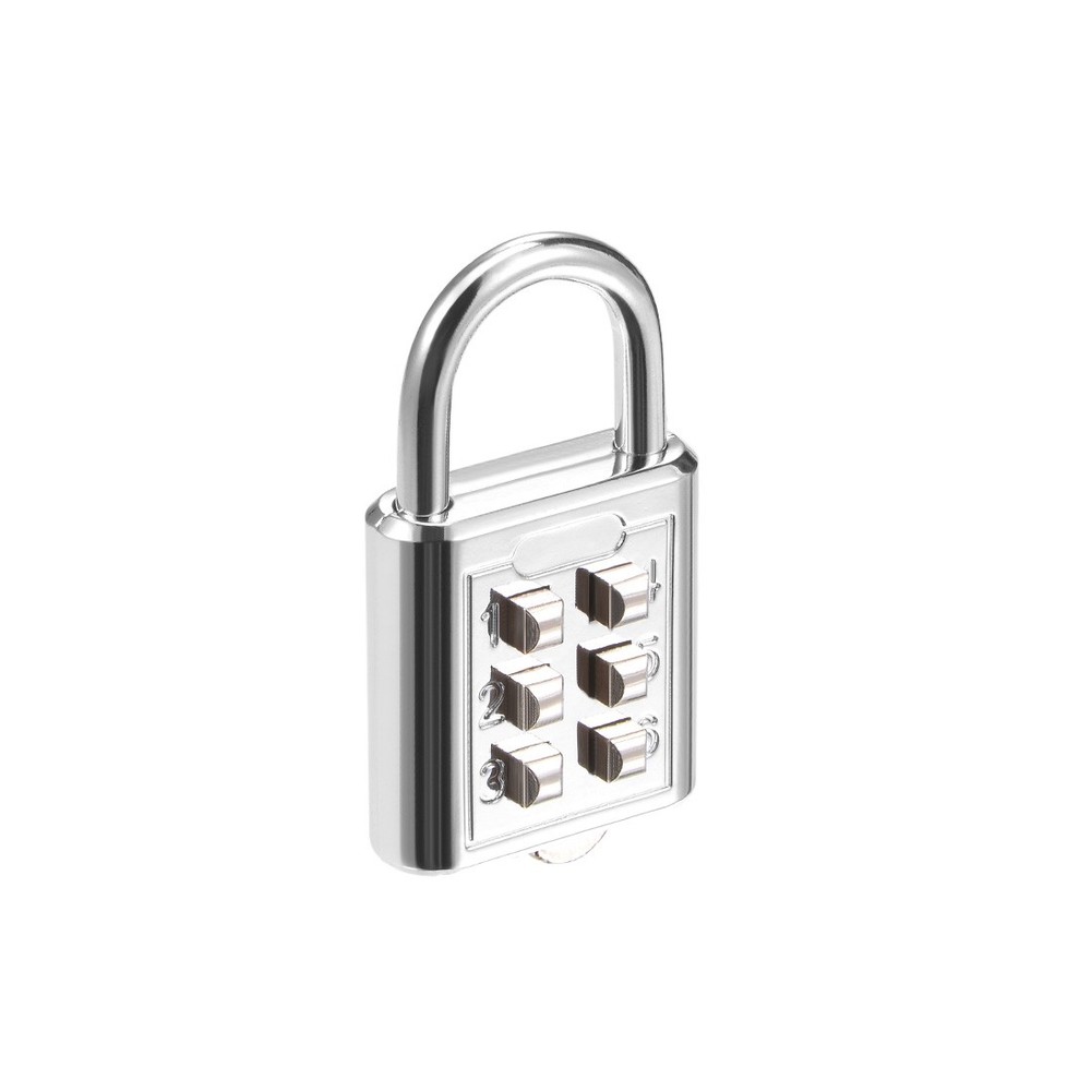 6-Digit Combination Padlock Push Button Lock for Locker Cabinet Silver Tone