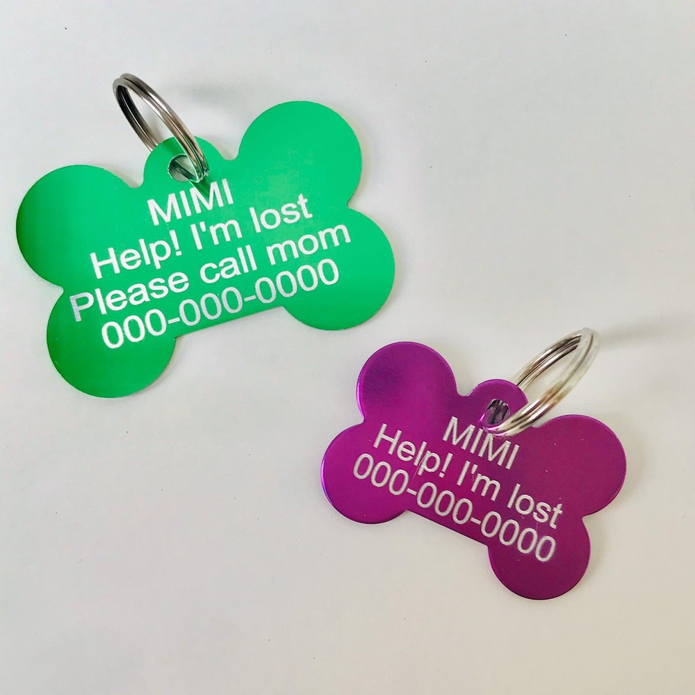 Dog Pet ID Tags Personalized Name Bone Shape Tag Custom Engraved