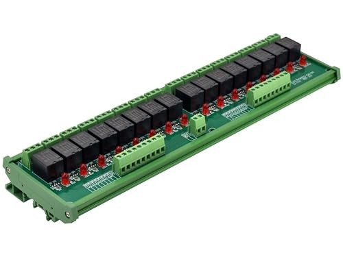 DIN Rail Mount 16 SPDT 10Amp Power Relay Interface Module () DC 24V