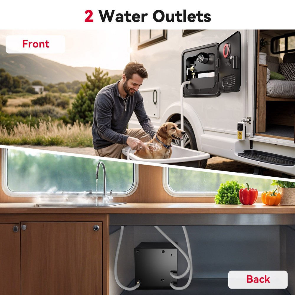 RV Tankless Water Heater Instant Hot Water System 55,000 BTU 2.9GPM with Remote