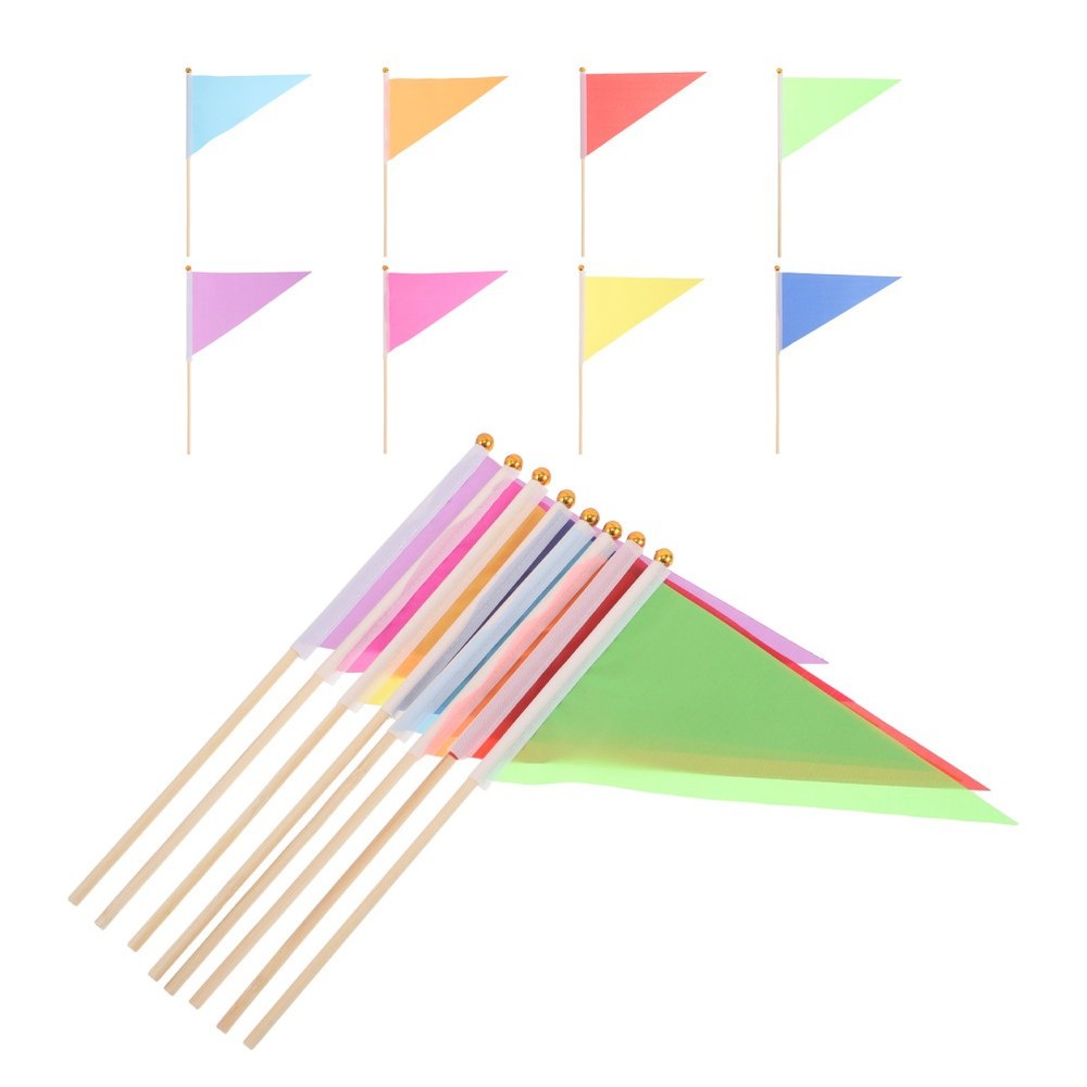 16pcs Garden Marking Flags - Small Triangular Yard Markers with Bamboo Sticks